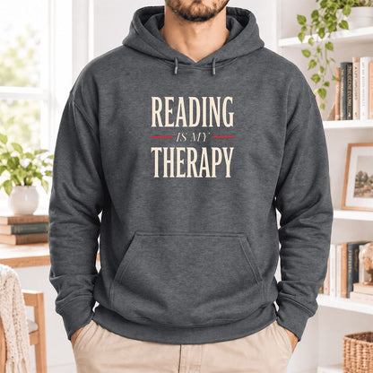 Reading Is My Therapy Softstyle Hoodie | Book Lover Gift Dark Heather