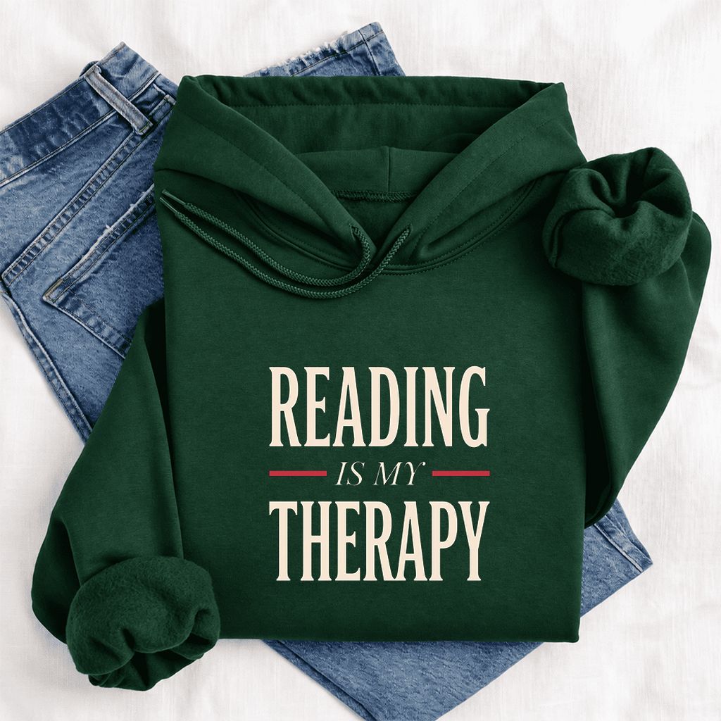 Reading Is My Therapy Softstyle Hoodie | Book Lover Gift Forest Green