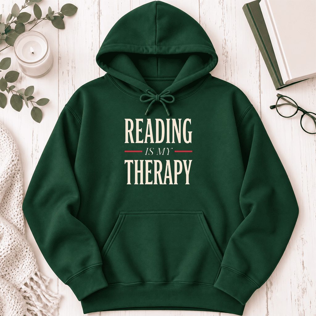Reading Is My Therapy Softstyle Hoodie | Book Lover Gift Forest Green