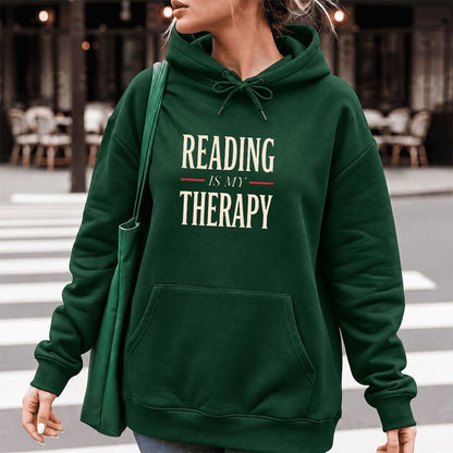 Reading Is My Therapy Softstyle Hoodie | Book Lover Gift Forest Green