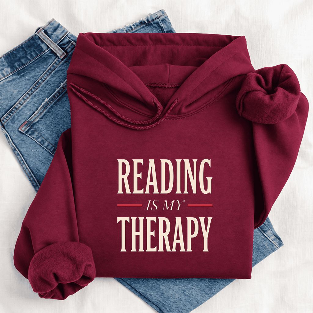 Reading Is My Therapy Softstyle Hoodie | Book Lover Gift Maroon