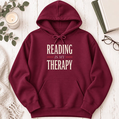 Reading Is My Therapy Softstyle Hoodie | Book Lover Gift Maroon