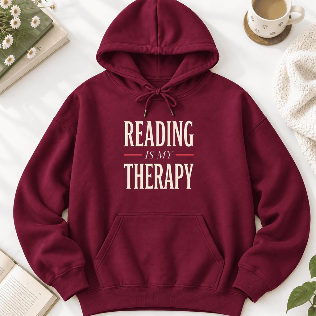 Reading Is My Therapy Softstyle Hoodie | Book Lover Gift Maroon