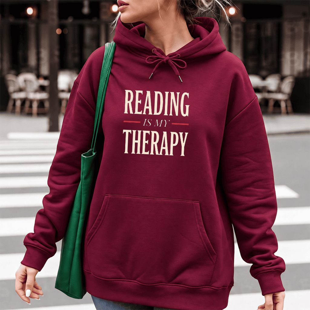 Reading Is My Therapy Softstyle Hoodie | Book Lover Gift Maroon