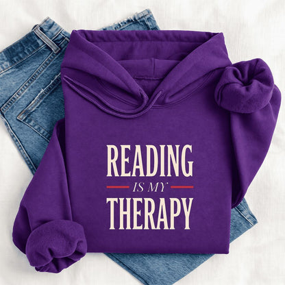 Reading Is My Therapy Softstyle Hoodie | Book Lover Gift Purple