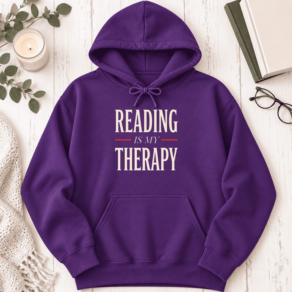 Reading Is My Therapy Softstyle Hoodie | Book Lover Gift Purple