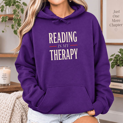 Reading Is My Therapy Softstyle Hoodie | Book Lover Gift Purple