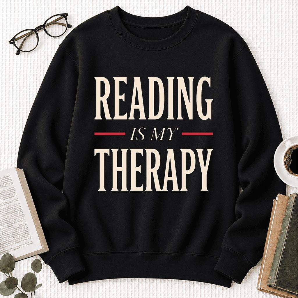 Reading Is My Therapy Softstyle Sweatshirt | Book Lover Gift Black