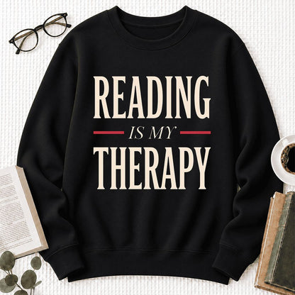 Reading Is My Therapy Softstyle Sweatshirt | Book Lover Gift Black