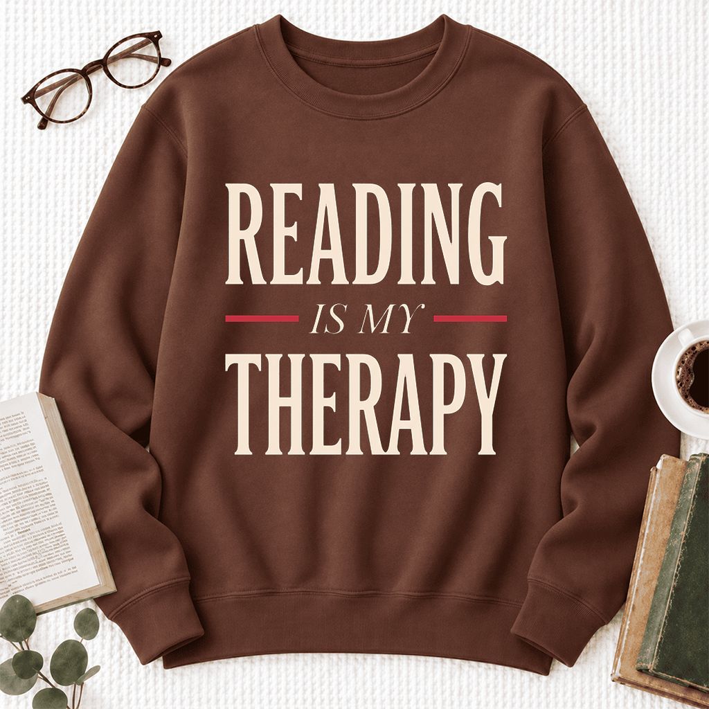 Reading Is My Therapy Softstyle Sweatshirt | Book Lover Gift Cocoa