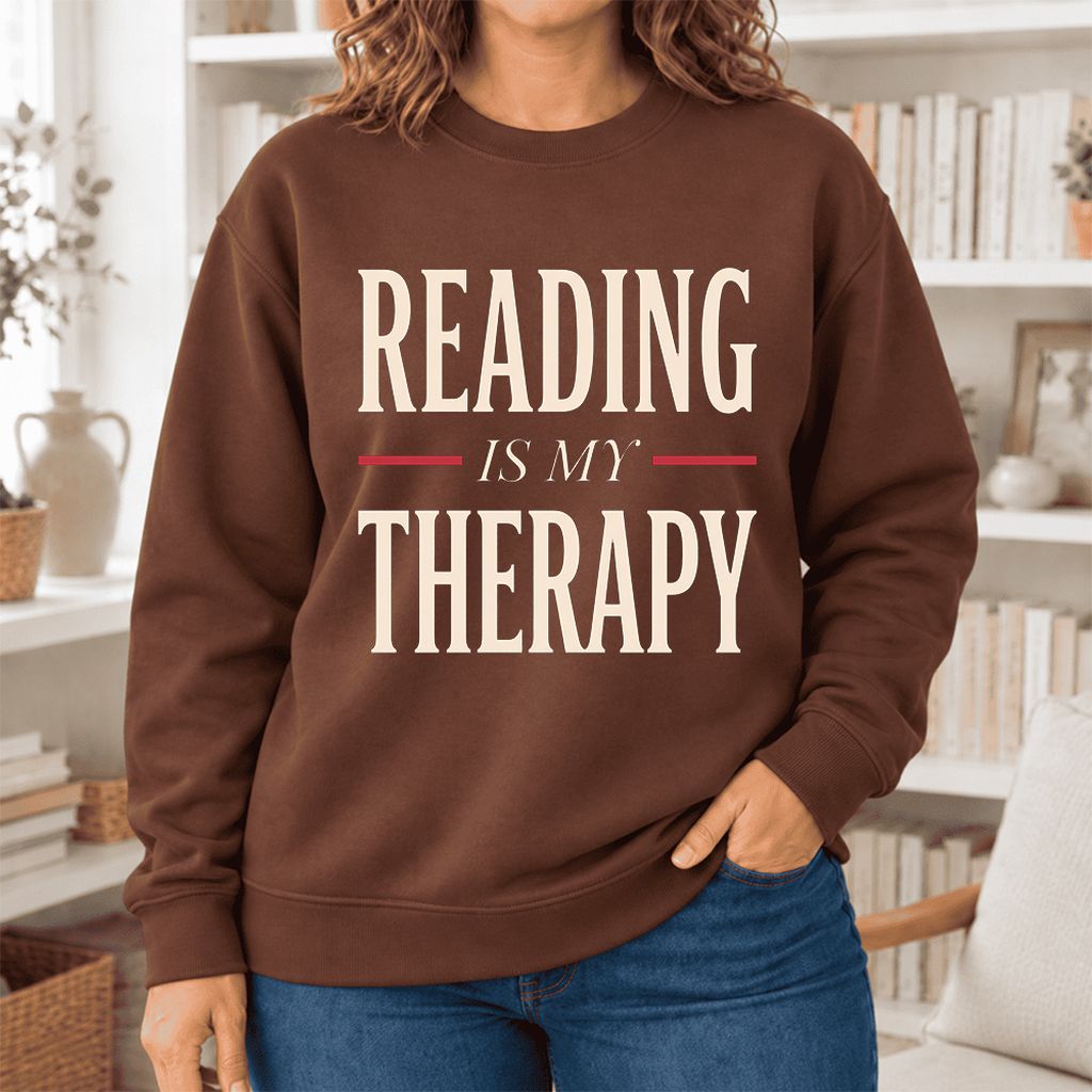 Reading Is My Therapy Softstyle Sweatshirt | Book Lover Gift Cocoa