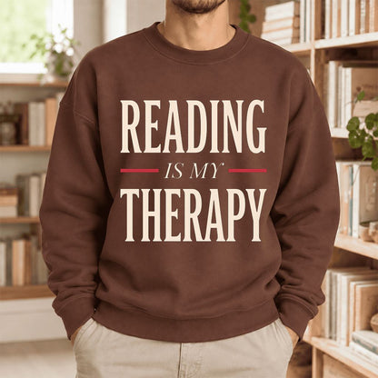 Reading Is My Therapy Softstyle Sweatshirt | Book Lover Gift Cocoa