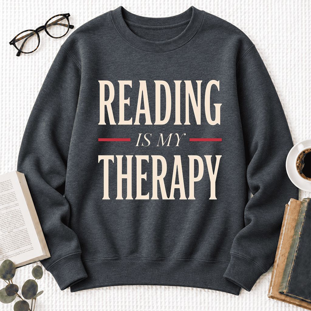 Reading Is My Therapy Softstyle Sweatshirt | Book Lover Gift Dark Heather