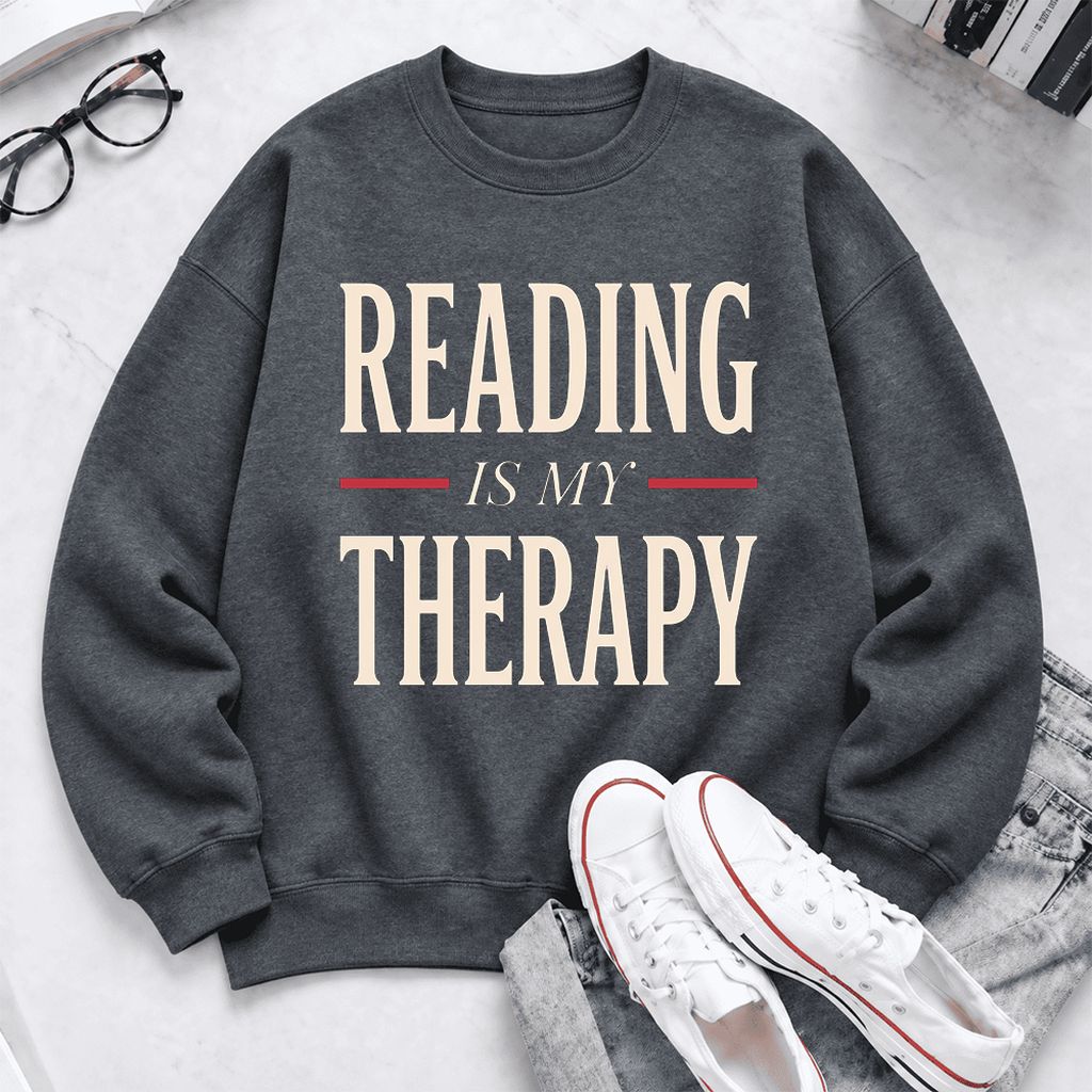 Reading Is My Therapy Softstyle Sweatshirt | Book Lover Gift Dark Heather