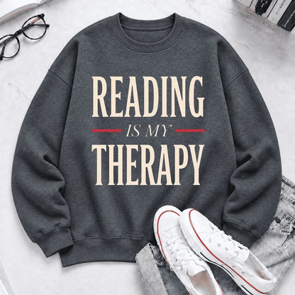 Reading Is My Therapy Softstyle Sweatshirt | Book Lover Gift Dark Heather