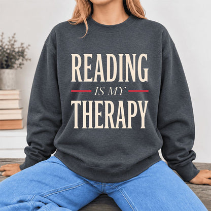 Reading Is My Therapy Softstyle Sweatshirt | Book Lover Gift Dark Heather