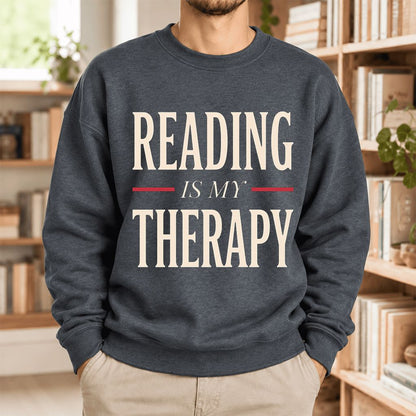 Reading Is My Therapy Softstyle Sweatshirt | Book Lover Gift Dark Heather