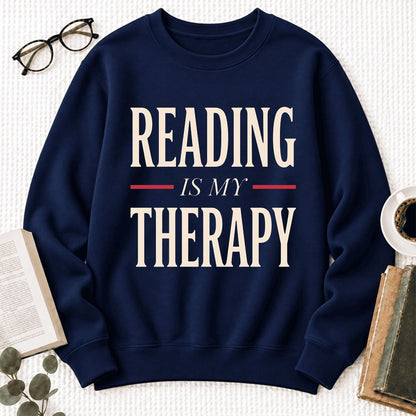 Reading Is My Therapy Softstyle Sweatshirt | Book Lover Gift Navy