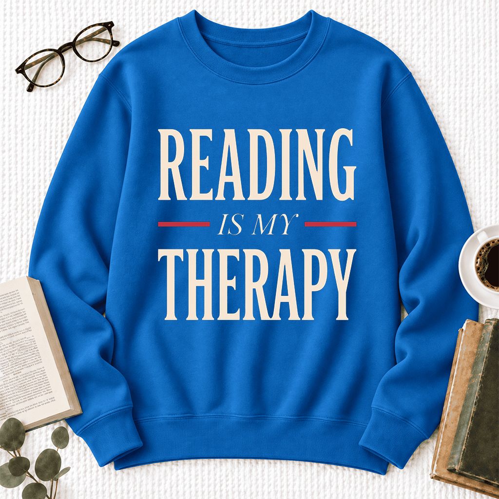 Reading Is My Therapy Softstyle Sweatshirt | Book Lover Gift Royal