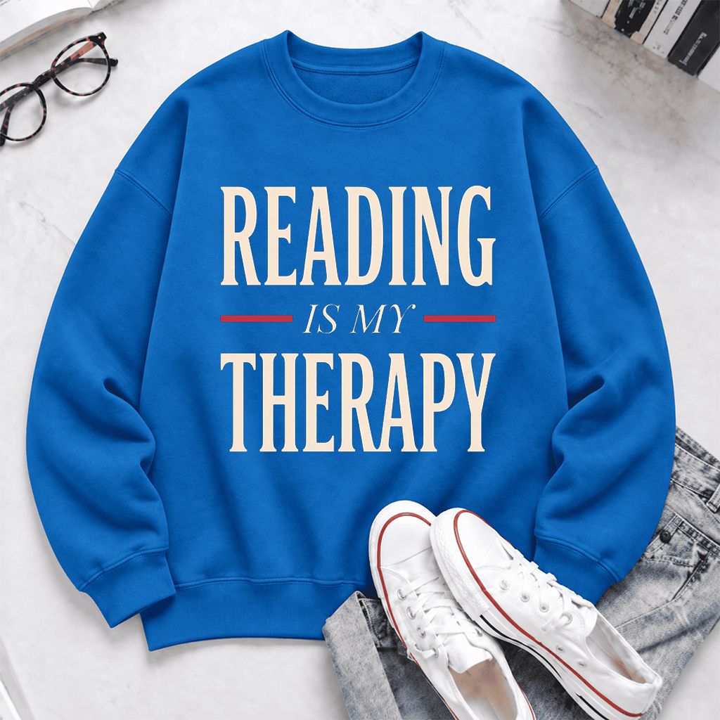 Reading Is My Therapy Softstyle Sweatshirt | Book Lover Gift Royal