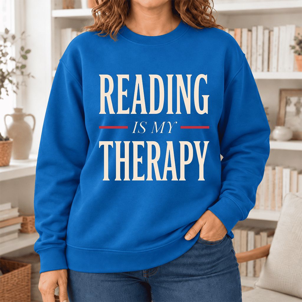 Reading Is My Therapy Softstyle Sweatshirt | Book Lover Gift Royal