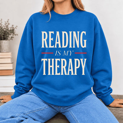 Reading Is My Therapy Softstyle Sweatshirt | Book Lover Gift Royal
