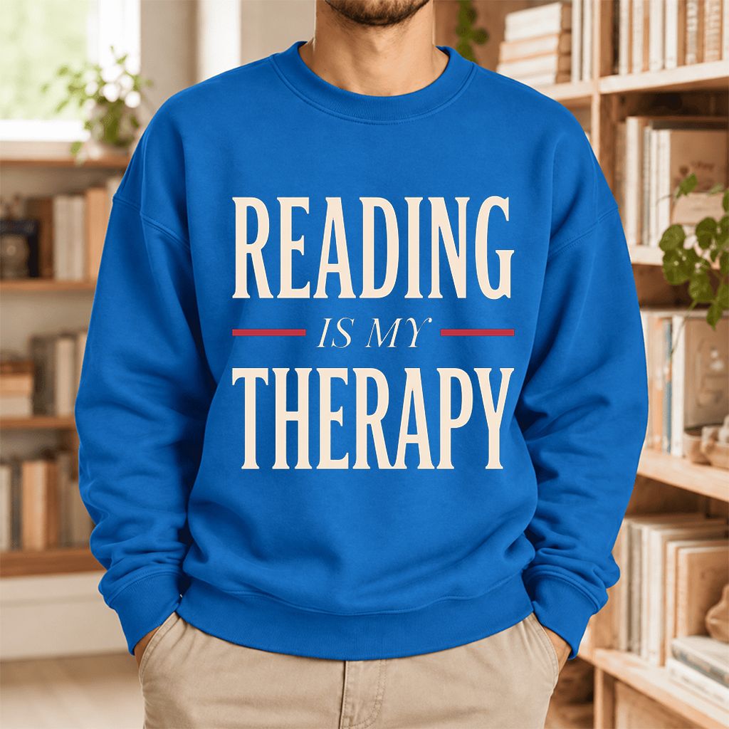 Reading Is My Therapy Softstyle Sweatshirt | Book Lover Gift Royal