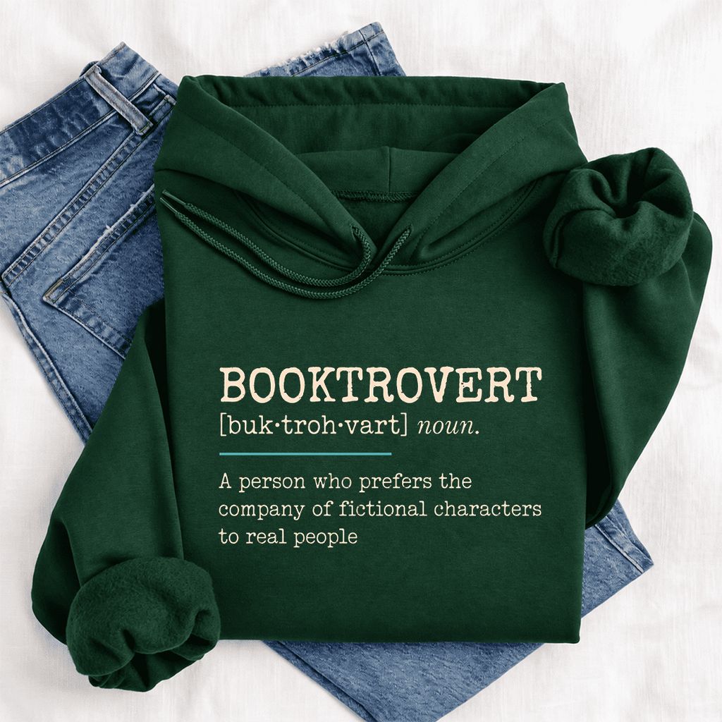 Booktrovert Softstyle Hoodie | Funny Book Lover Gift Forest Green