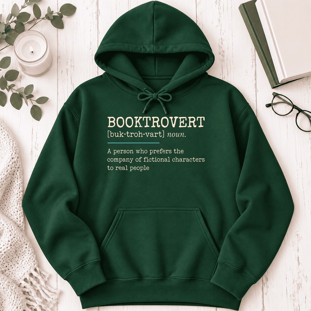 Booktrovert Softstyle Hoodie | Funny Book Lover Gift Forest Green