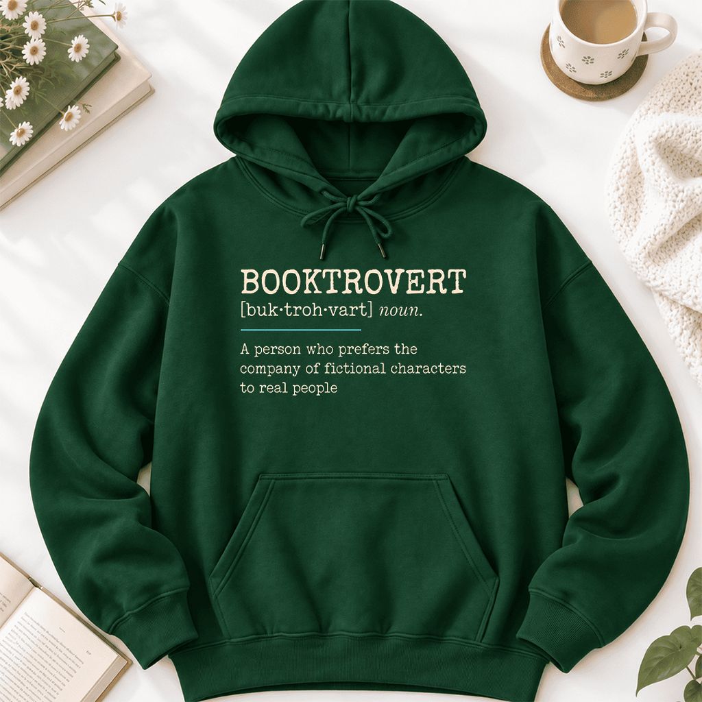 Booktrovert Softstyle Hoodie | Funny Book Lover Gift Forest Green