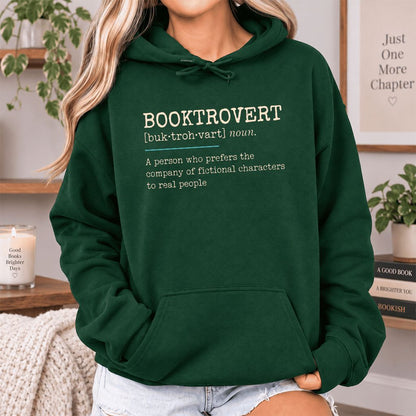 Booktrovert Softstyle Hoodie | Funny Book Lover Gift Forest Green
