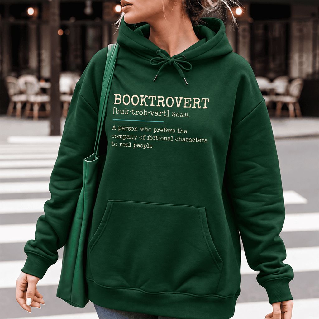 Booktrovert Softstyle Hoodie | Funny Book Lover Gift Forest Green