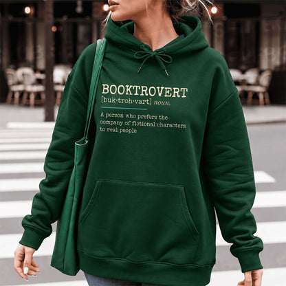 Booktrovert Softstyle Hoodie | Funny Book Lover Gift Forest Green