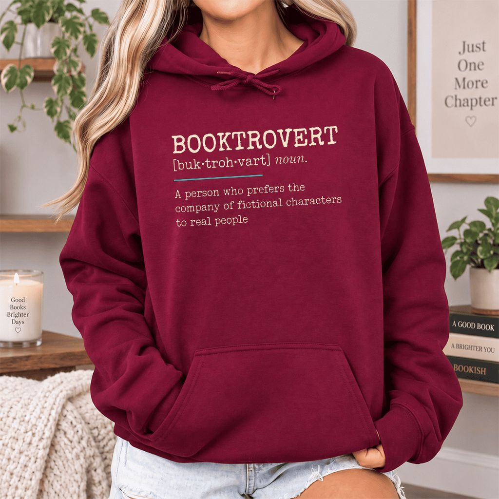 Booktrovert Softstyle Hoodie | Funny Book Lover Gift Maroon