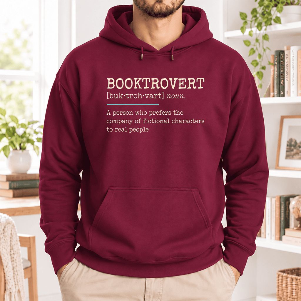 Booktrovert Softstyle Hoodie | Funny Book Lover Gift Maroon