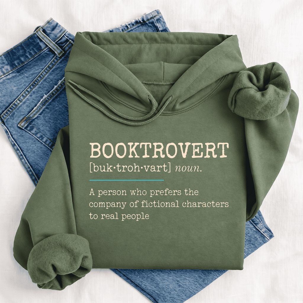 Booktrovert Softstyle Hoodie | Funny Book Lover Gift Military Green