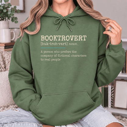 Booktrovert Softstyle Hoodie | Funny Book Lover Gift Military Green