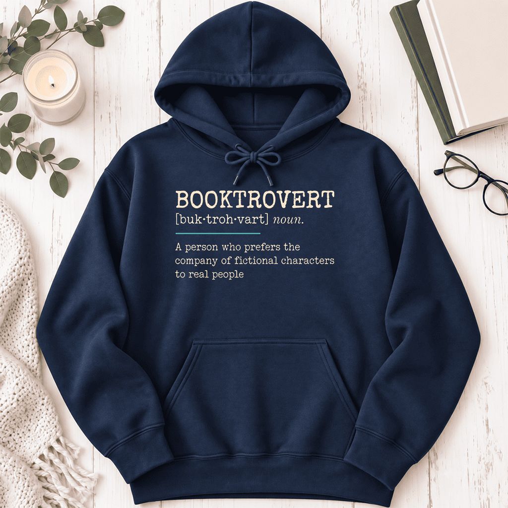 Booktrovert Softstyle Hoodie | Funny Book Lover Gift Navy