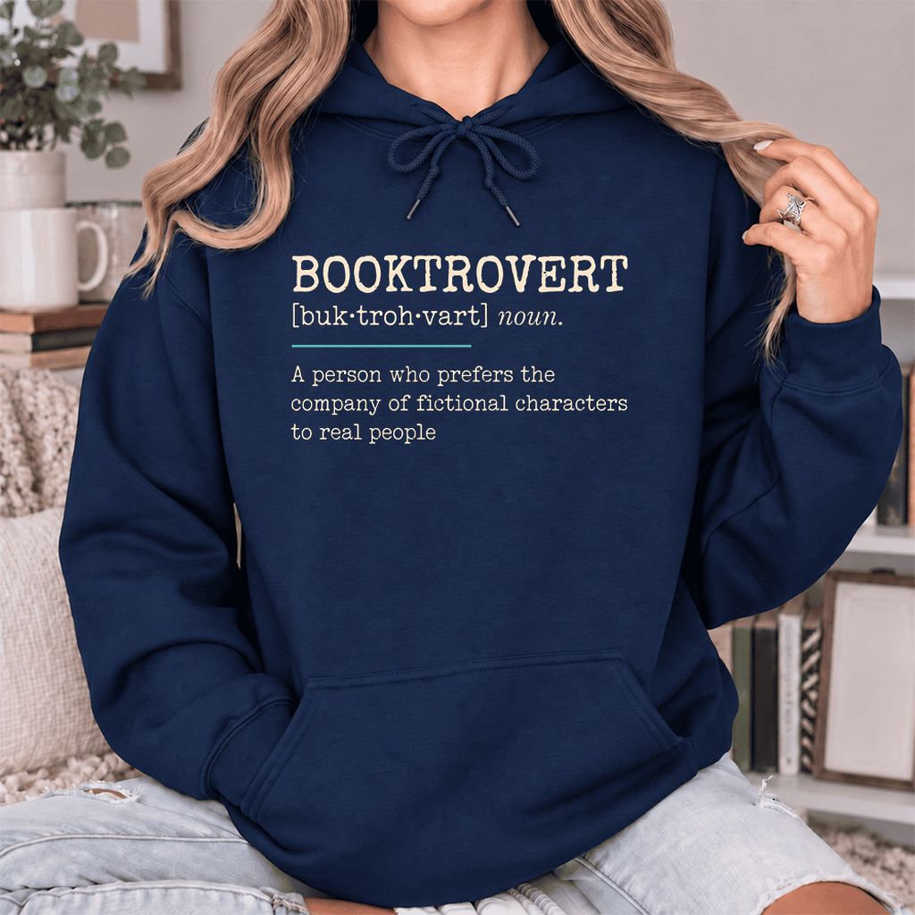 Booktrovert Softstyle Hoodie | Funny Book Lover Gift Navy