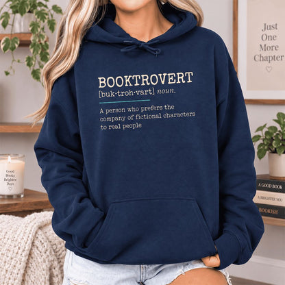 Booktrovert Softstyle Hoodie | Funny Book Lover Gift Navy