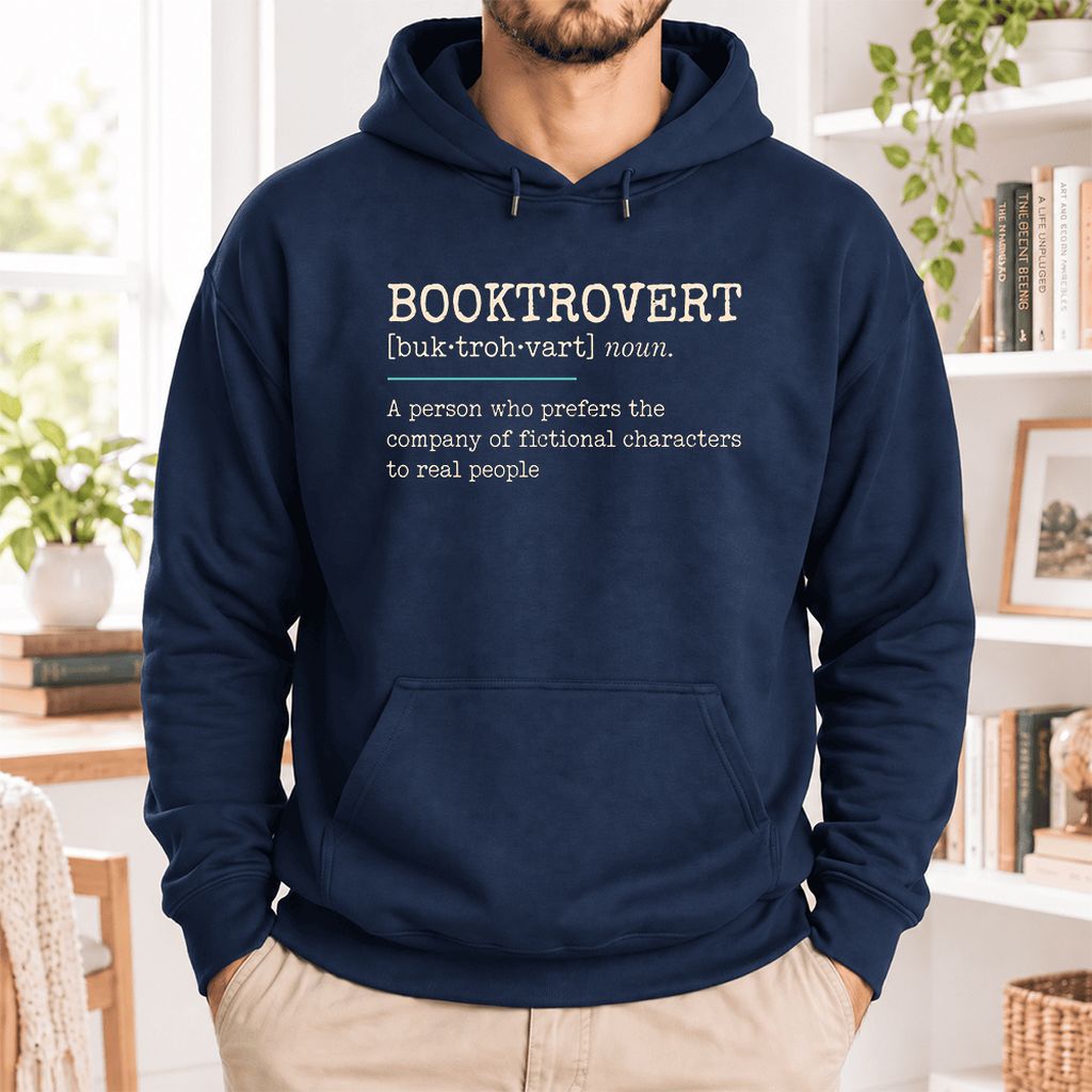Booktrovert Softstyle Hoodie | Funny Book Lover Gift Navy