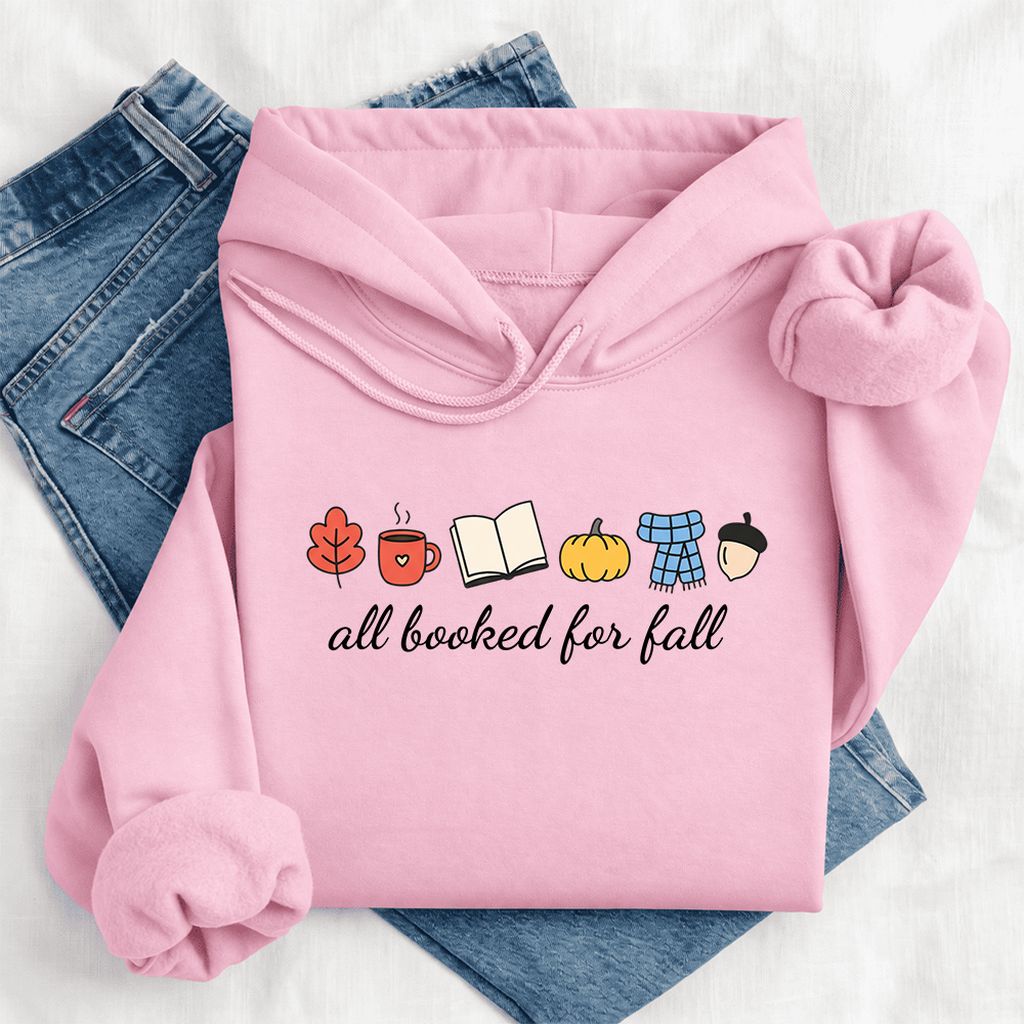 All Booked For Fall Softstyle Hoodie | Cozy Book Lover Gift Light Pink