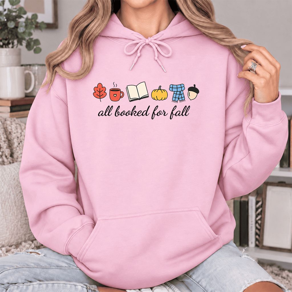 All Booked For Fall Softstyle Hoodie | Cozy Book Lover Gift Light Pink