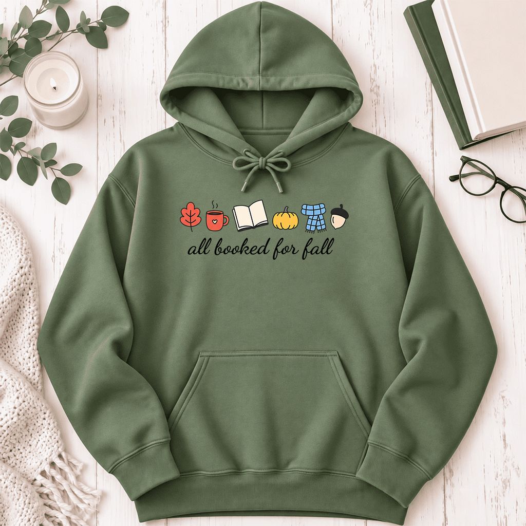 All Booked For Fall Softstyle Hoodie | Cozy Book Lover Gift Military Green