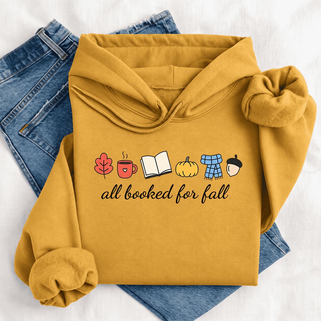 All Booked For Fall Softstyle Hoodie | Cozy Book Lover Gift Mustard