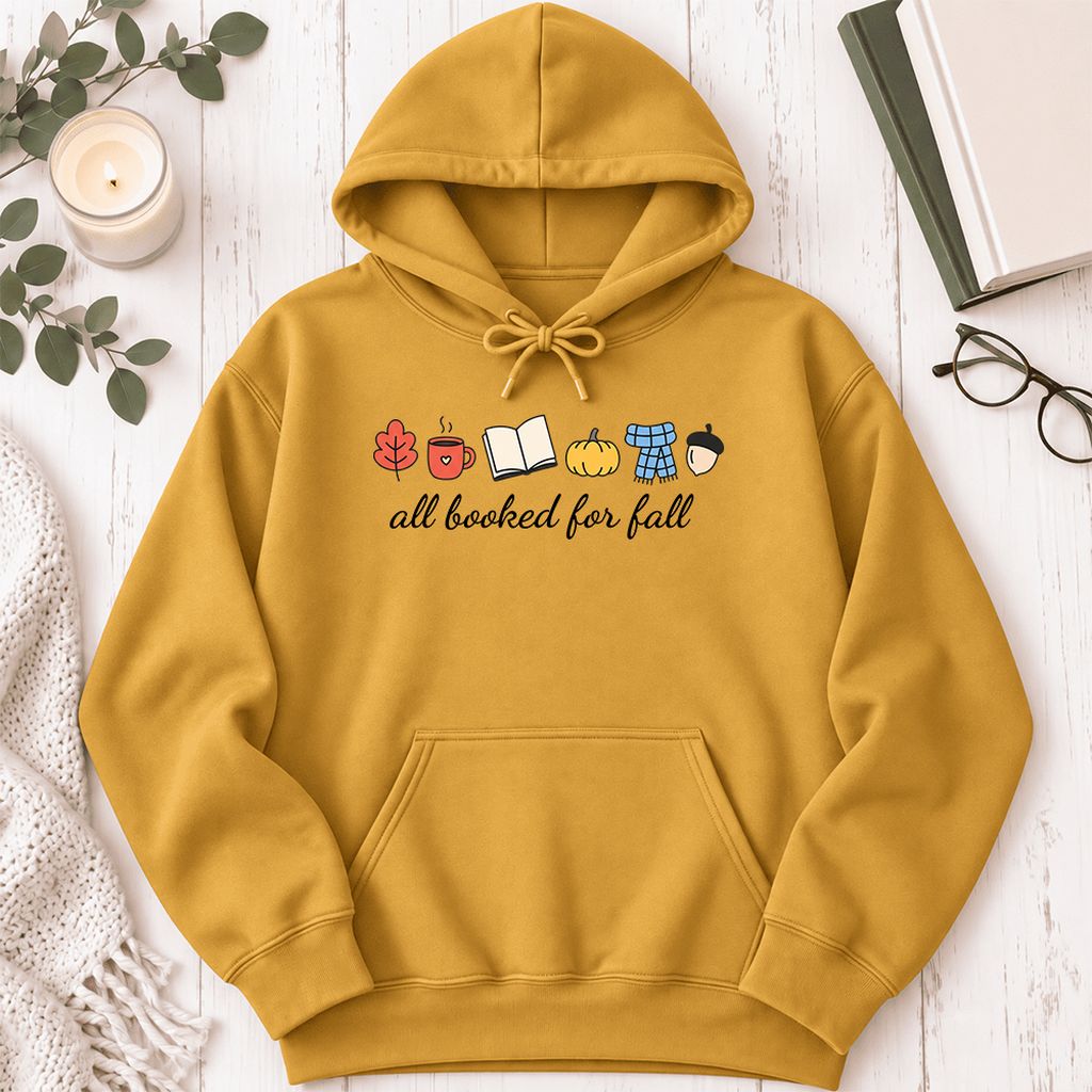 All Booked For Fall Softstyle Hoodie | Cozy Book Lover Gift Mustard