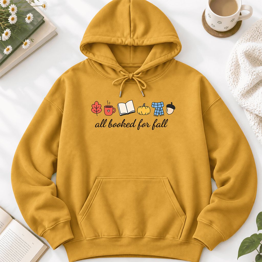 All Booked For Fall Softstyle Hoodie | Cozy Book Lover Gift Mustard