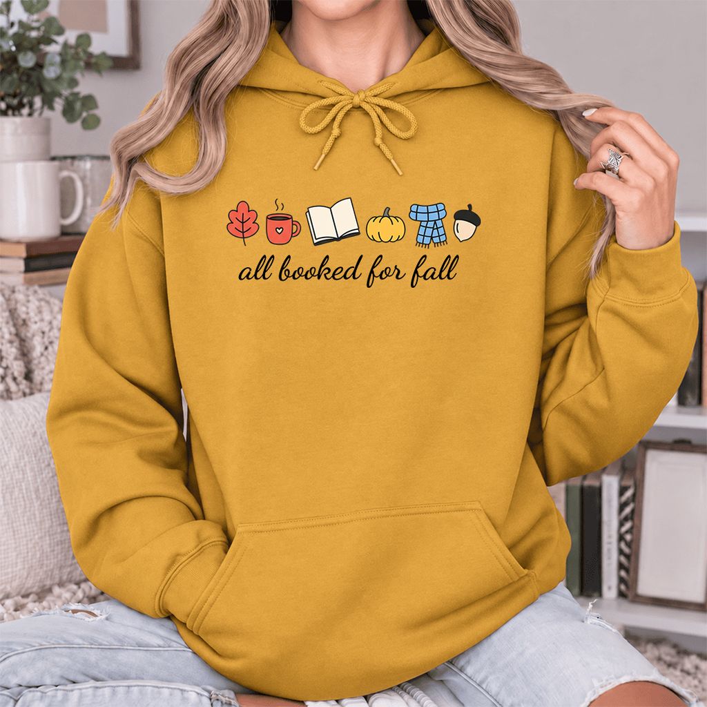 All Booked For Fall Softstyle Hoodie | Cozy Book Lover Gift Mustard