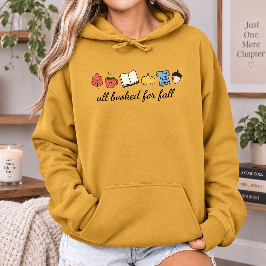 All Booked For Fall Softstyle Hoodie | Cozy Book Lover Gift Mustard
