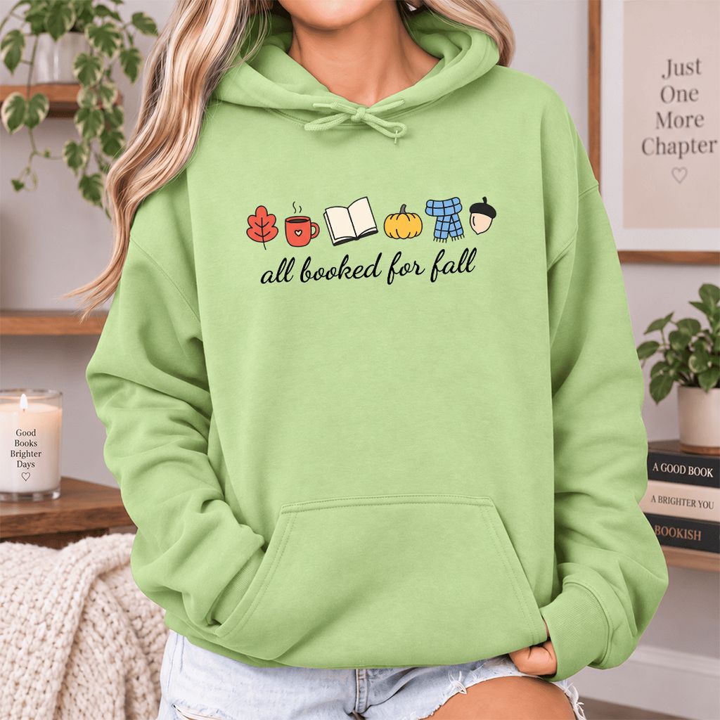 All Booked For Fall Softstyle Hoodie | Cozy Book Lover Gift Pistachio